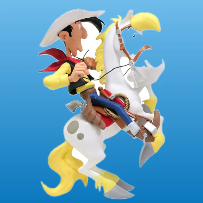 Lucky Luke auf dem steigenden Jolly Jumper