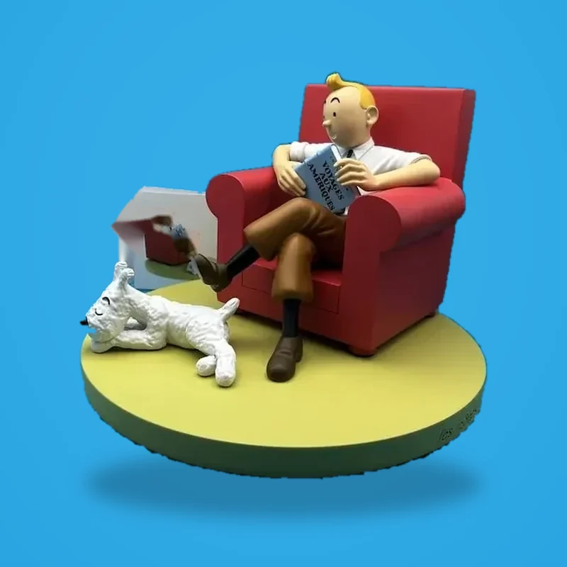 Tim im roten Sessel mit Struppi, Kunstharz